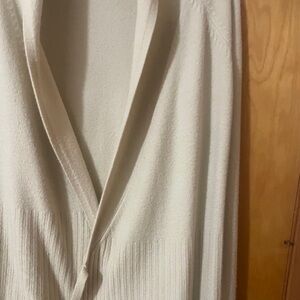 Jacob (Large) Soft Cream Quiet Luxury Waist Tie, Ribbed, Wool-blend Cardigan